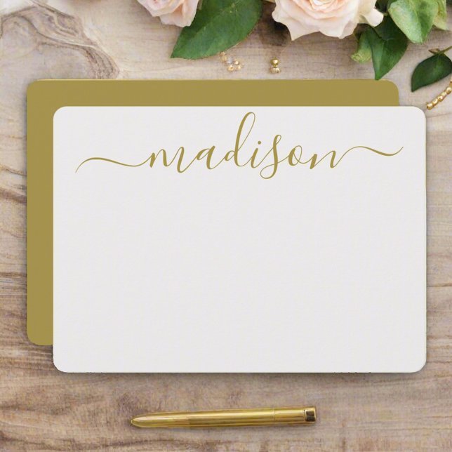 Custom Feminine Gold Typografy Script Name Mitteilungskarte (Von Creator hochgeladen)