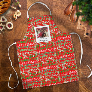 Custom Festivals Red Green Weihnachts-Foto Schürze