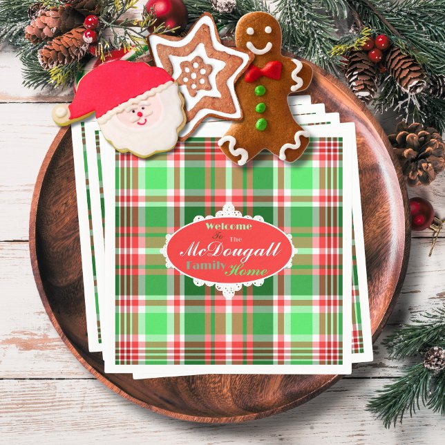 Custom Festivals Red Green Weihnachtsfeiertag Weiß Serviette (Von Creator hochgeladen)