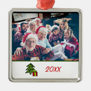 Custom Festive 2-sided Family Photo Christmas Ornament Aus Metall