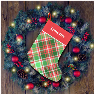Custom Festive Classic Red Green Kariert Kleiner Weihnachtsstrumpf