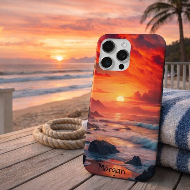 Custom Fiery Sunset Coastline - Ocean Cliffs Case-Mate iPhone Hülle (Von Creator hochgeladen)