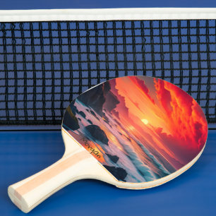 Custom Fiery Sunset Coastline - Ocean Cliffs Tischtennis Schläger