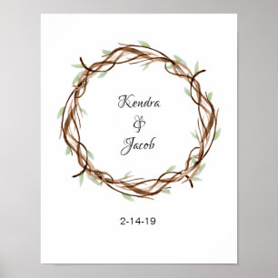Custom Finger Print Wreath, Guest Book Alternative Poster