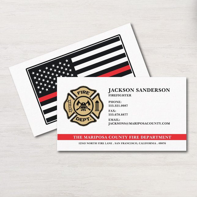 Custom Fire Department Firefighter Fireman Logo Visitenkarte (Custom Fire Department Firefighter Fireman Logo Business Card)