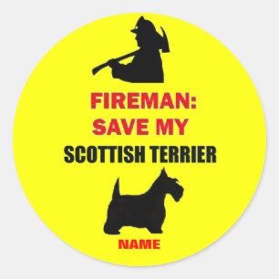Custom Fire Safety Scottish Terrier Runder Aufkleber