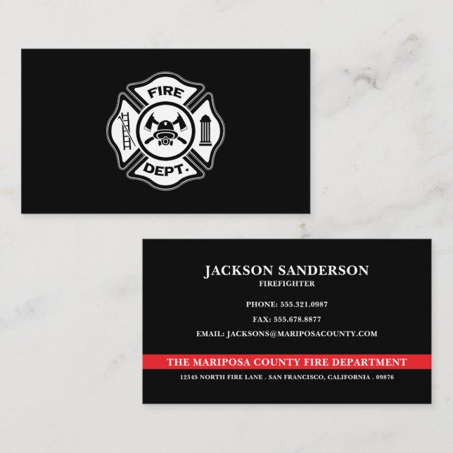Custom Firefighter Fire Department Logo Visitenkarte (Vorne/Hinten)