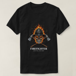 Custom Firefighter Flame Skull Inferno Crossed  T-Shirt