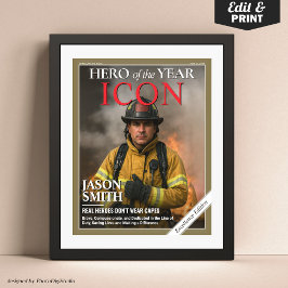 Custom Firefighter Geschenk Fireman Magazine Cover Poster