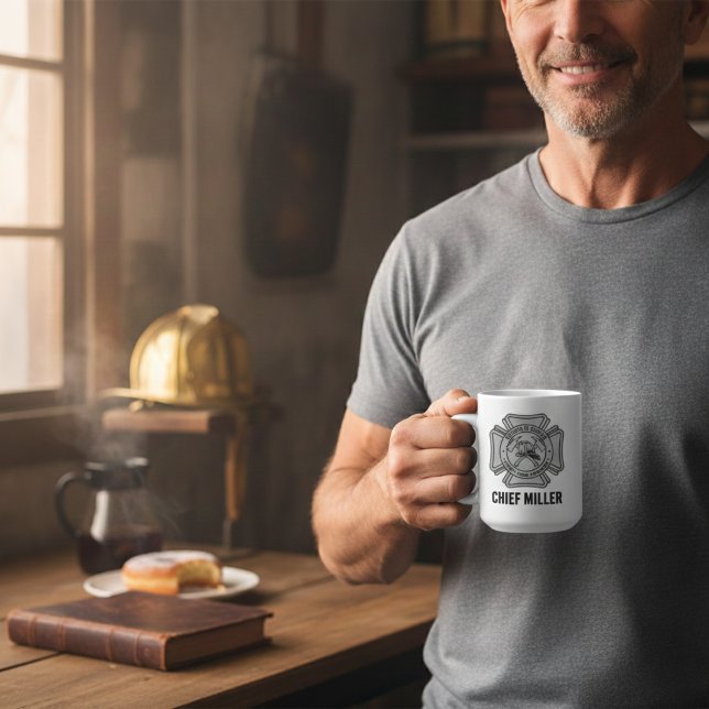 Custom Firefighter Name Years of Service Gift Kaffeetasse (Von Creator hochgeladen)