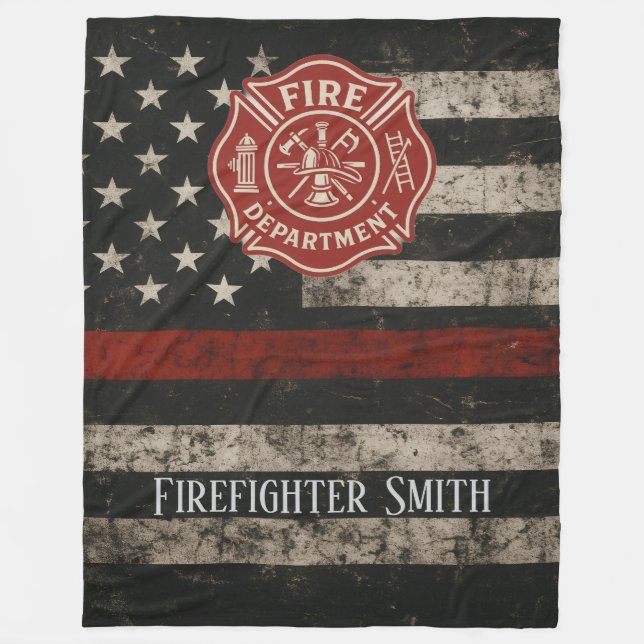Custom Firefighter Thin Red Line Blanket Fleecedecke (Vorderseite)