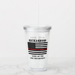 Custom Firefighter Thin Red Line Fire Department Acryltrinkbecher