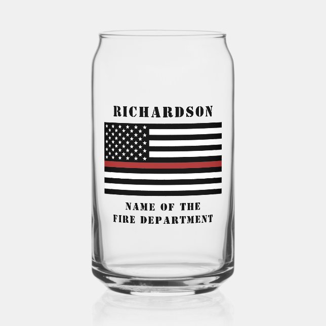 Custom Firefighter Thin Red Line Fire Department Dosenglas (Vorderseite)