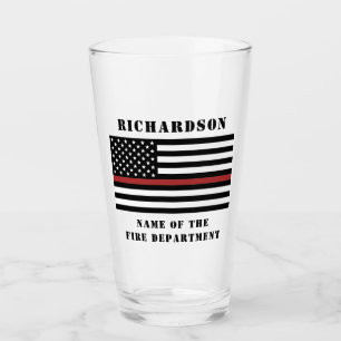 Custom Firefighter Thin Red Line Fire Department  Glas