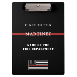 Custom Firefighter Thin Red Line Fire Department Klemmbrett