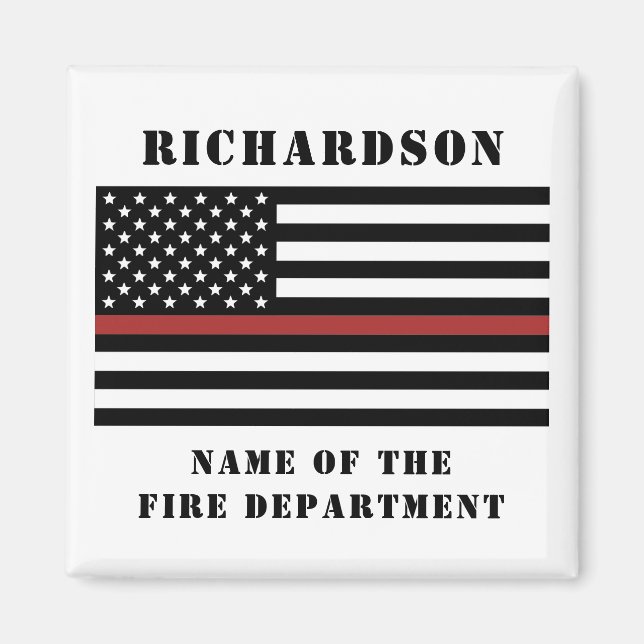 Custom Firefighter Thin Red Line Fire Department Magnet (Vorne)