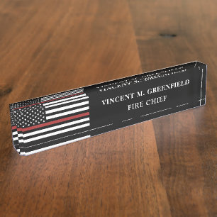  Custom Firefighter Thin Red Line Fire Department Namensplakette