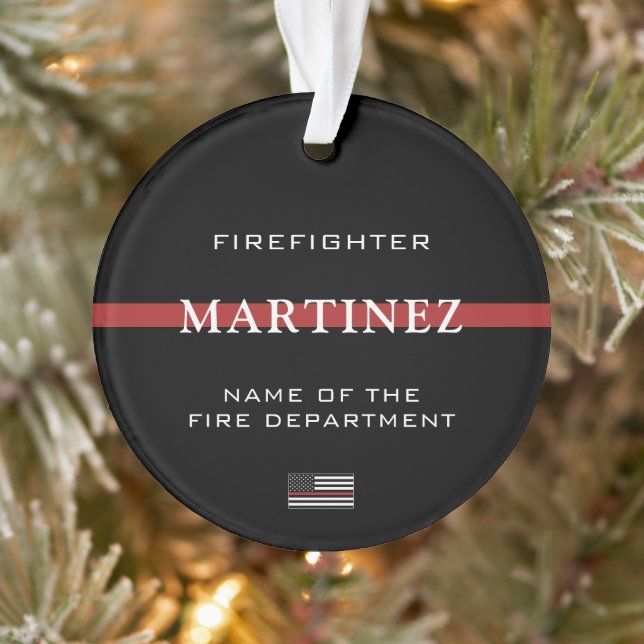 Custom Firefighter Thin Red Line Fire Department Ornament (Baum)