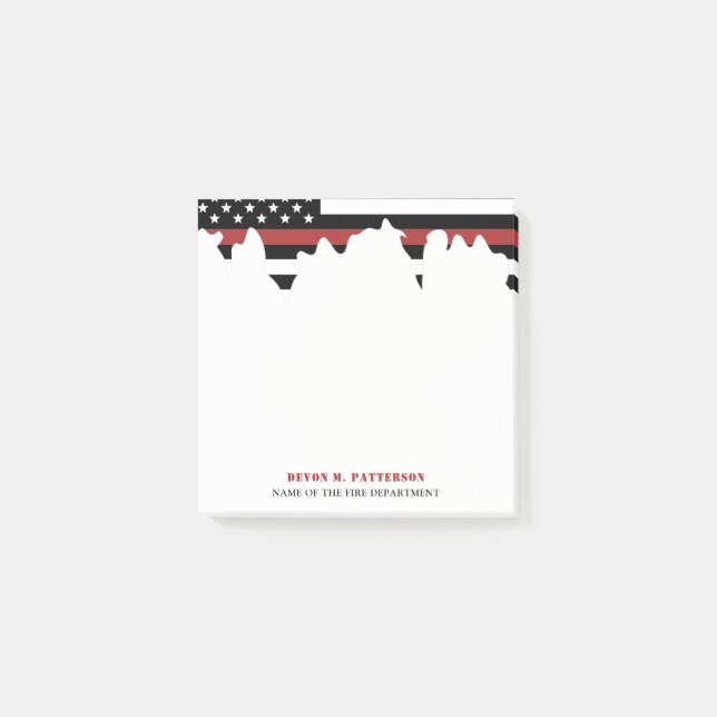 Custom Firefighter Thin Red Line Fire Department Post-it Klebezettel (Vorderseite)