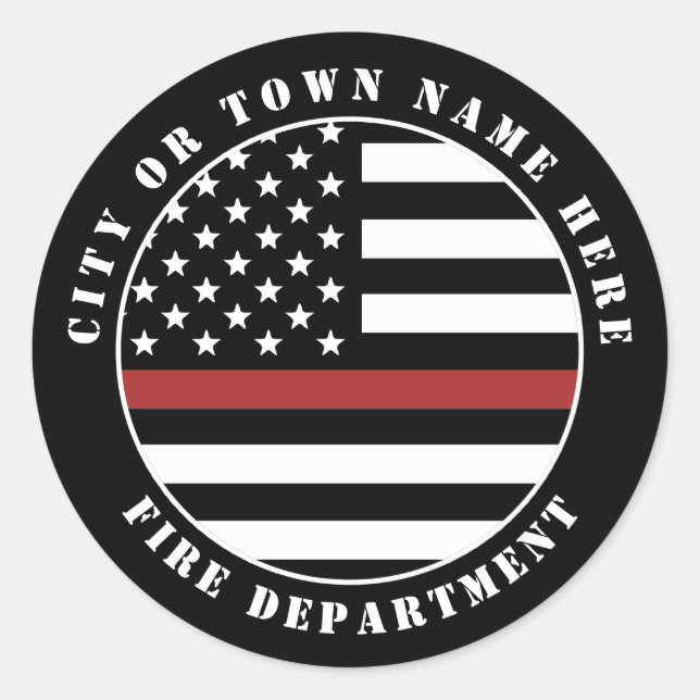 Custom Firefighter Thin Red Line Fire Department Runder Aufkleber (Vorderseite)