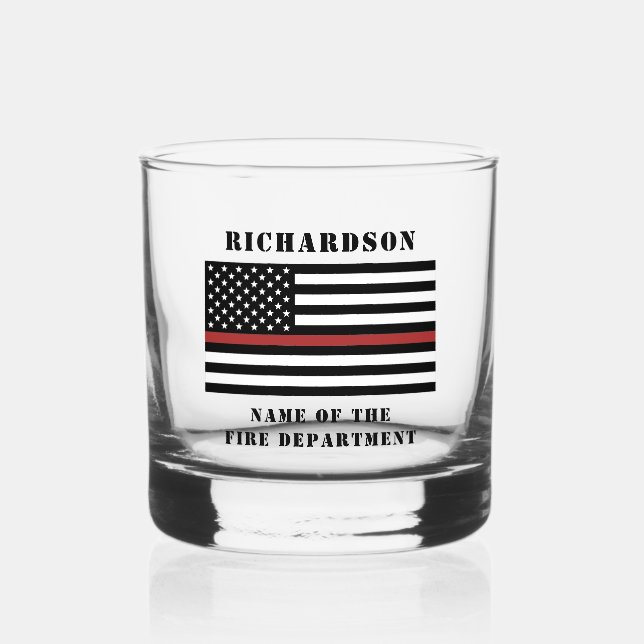 Custom Firefighter Thin Red Line Fire Department Whiskyglas (Vorderseite)