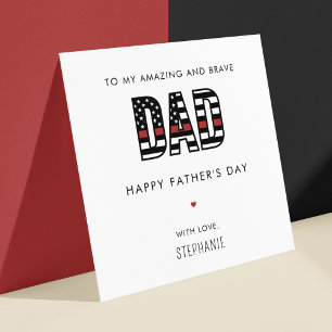 Custom Firefighter Vater Vater's Day Thin Red Line Karte