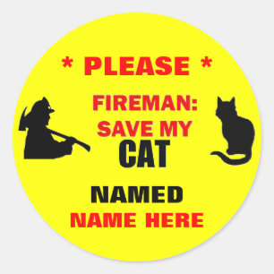 Custom Fireman Rette meine Katze Runder Aufkleber