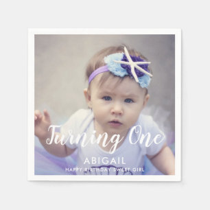 Custom First Birthday Foto Napkins Serviette