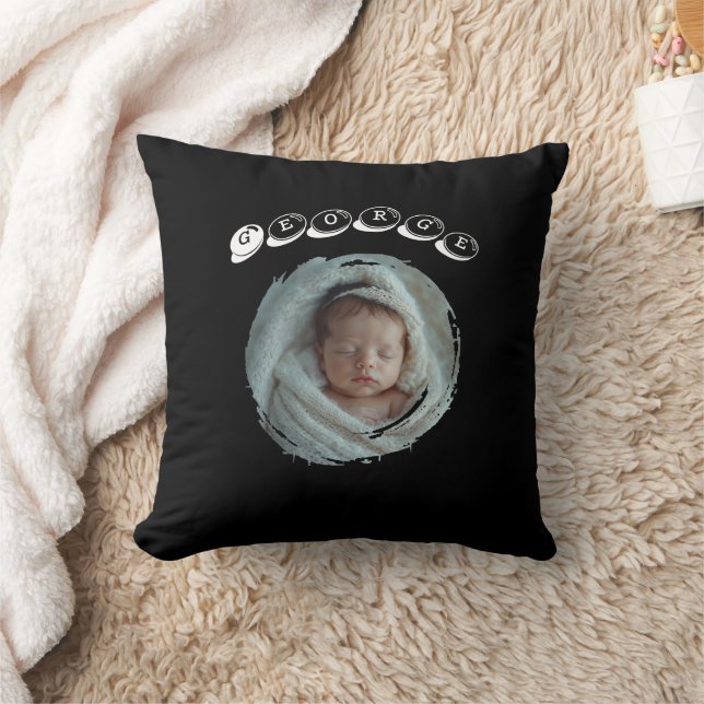 Custom First Birthday Photo Design with Baby Name Kissen (Decke)