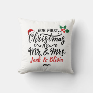 Custom First Christmas als Mr. & Mrs. Ornament Kissen