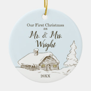 Custom First Christmas als Mr. & Mrs. Zuhause Xmas Keramik Ornament