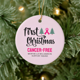 Custom First CHRISTMAS Brustkrebs kostenlos Keramik Ornament