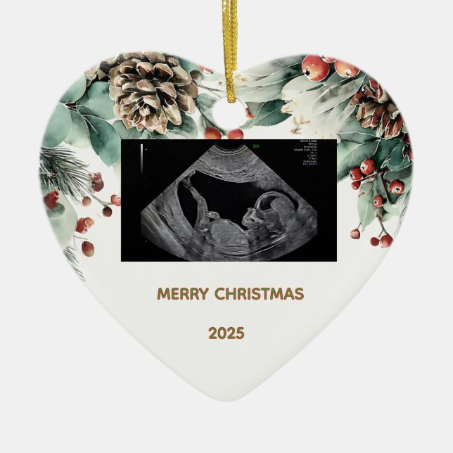 Custom First Christmas Expecting Photo Ornament (Vorne)