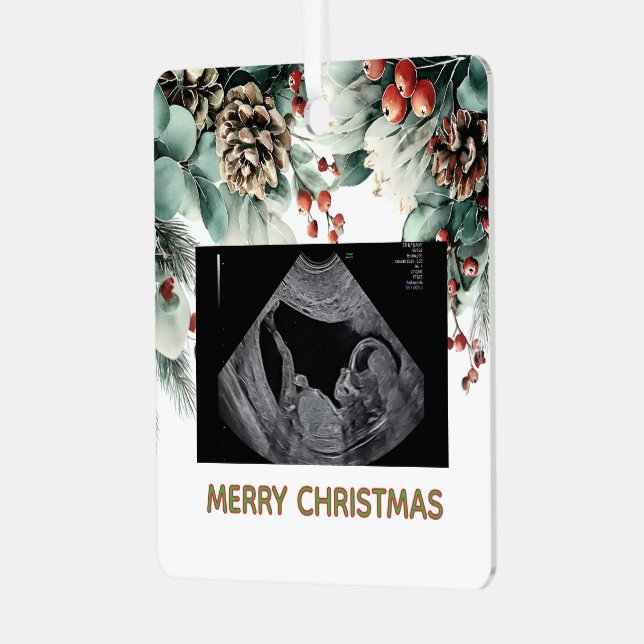 Custom First Christmas Expecting Photo Ornament (Vorderseite links)