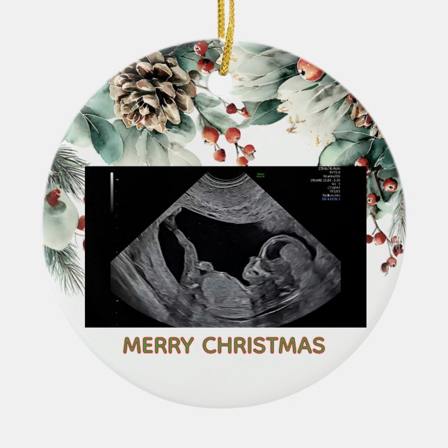 Custom First Christmas Expecting Photo Ornament (Vorne)