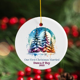 Custom first Christmas married, personalized gift, Keramik Ornament