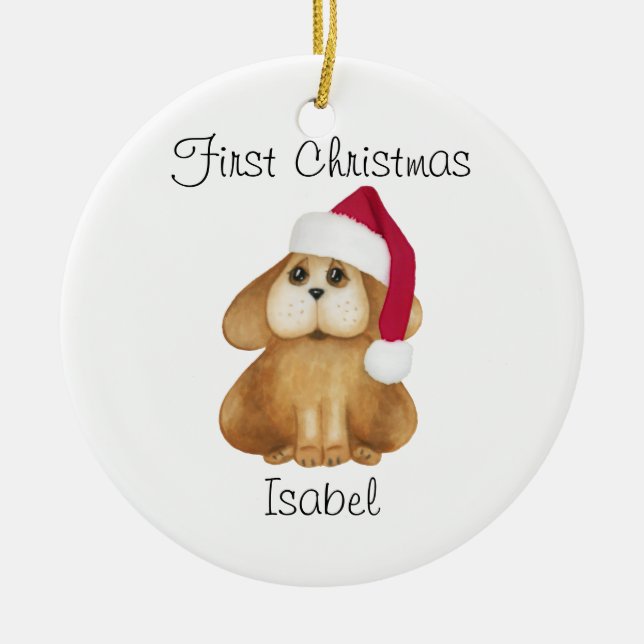 Custom First Christmas Puppy Ornament (Vorne)