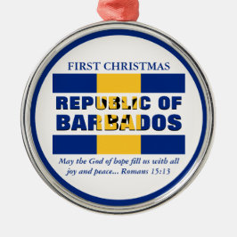Custom First Christmas Republic of Barbados Ornament Aus Metall