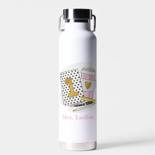 Custom First Grade Lehrer White Notebook School Trinkflasche