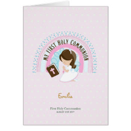 Custom First Holy Communion Niedlich Brown Hair Gi