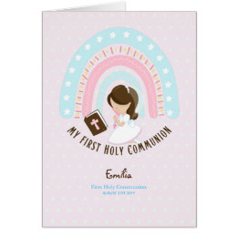 Custom First Holy Communion Niedlich Brown Hair Gi