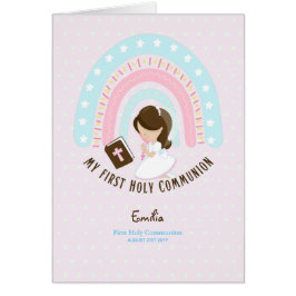 Custom First Holy Communion Niedlich Brown Hair Gi