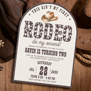 Custom First Rodeo Arched Boys 2. Geburtstag Party Einladung