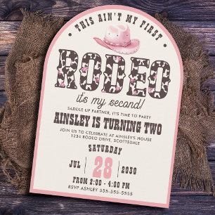 Custom First Rodeo Arched Girls 2. Geburtstag Part Einladung