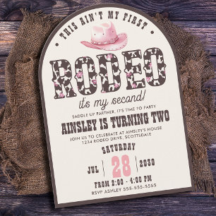 Custom First Rodeo Arched Girls 2. Geburtstag Part Einladung