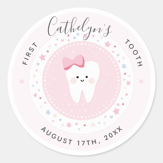 Custom First Tooth Baby Meilenstein Sticker (Vorderseite)
