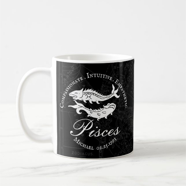 Custom Fisces Zodiac Positive Eigenschaften Vintag Kaffeetasse (Links)
