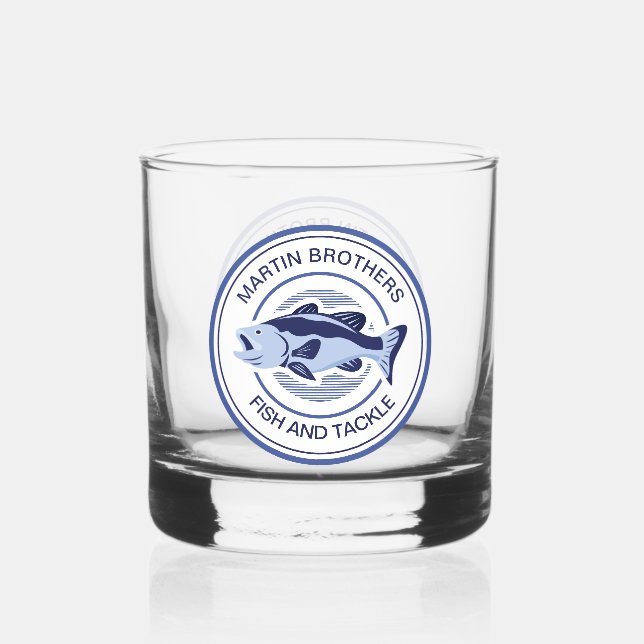 Custom Fish and Tackle Shop Blue Fischer Whiskyglas (Vorderseite)