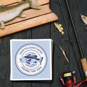 Custom Fisherman Party Blue Bass Fish Serviette
