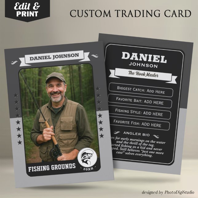 Custom Fishing Trading Card, Fisherman Card Gifts Telefonnummerkarte (Custom Fishing Trading Card, Fisherman Trading Card Custom Gifts for Fishermen, Angler Card)
